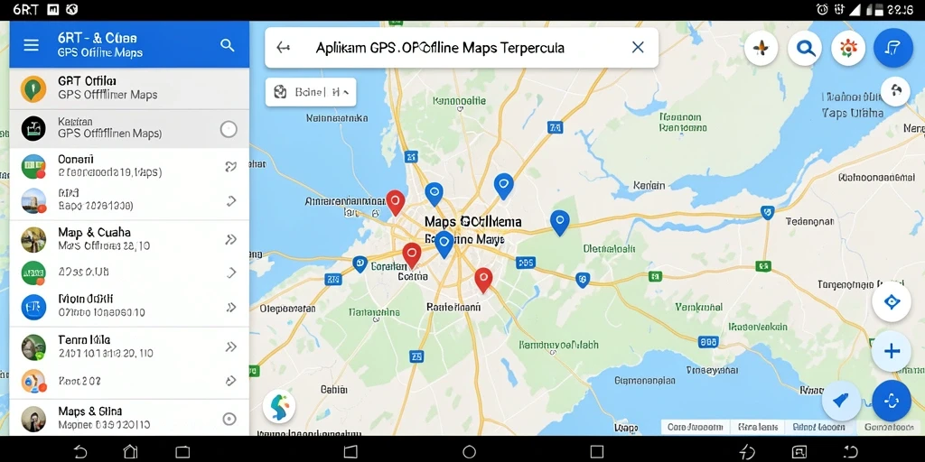 Tampilan antarmuka aplikasi GPS Offline Maps 6RT yang mudah digunakan.
