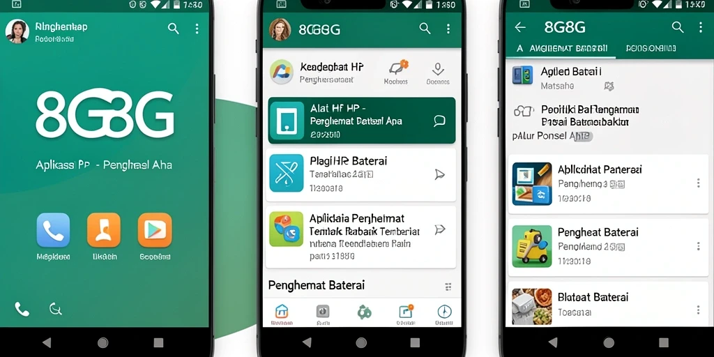 Antarmuka intuitif aplikasi 8G8G untuk penghemat baterai.