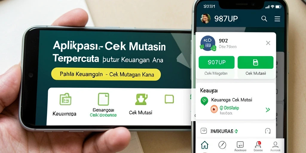 Tampilan utama aplikasi Cek Mutasi 987UP untuk pengelolaan keuangan.