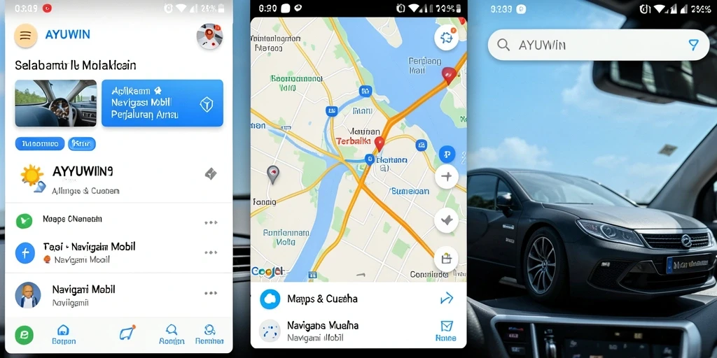 Tampilan antarmuka AYUWIN yang user-friendly untuk navigasi mobil.