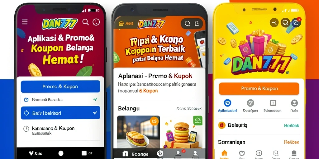 Antarmuka aplikasi DAN777 dengan promo menarik untuk belanja.