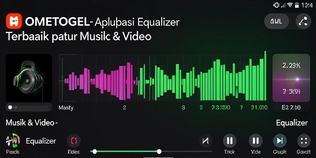 Tampilan antarmuka HOMETOGEL dengan fitur Equalizer yang menarik.