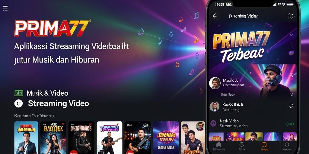 Tampilan antarmuka aplikasi PRIMA77 untuk Streaming Video yang menarik.